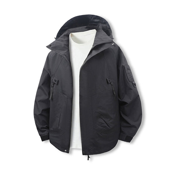 Herren funktionale Outdoor-Jacke mit verstellbarem Kapuzenbereich und zahlreichen Taschen R&B