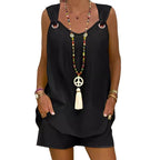 Damen lässiges Sommerkleid mit offenen Schultern und dekorativen Schlaufen R&B