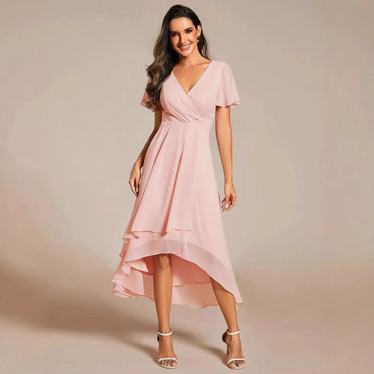 Damen Elegantes Wickelkleid mit asymmetrischem Saum R&B