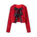 Damen modische Kurzjacke mit eleganten BindR&Bändern R&B