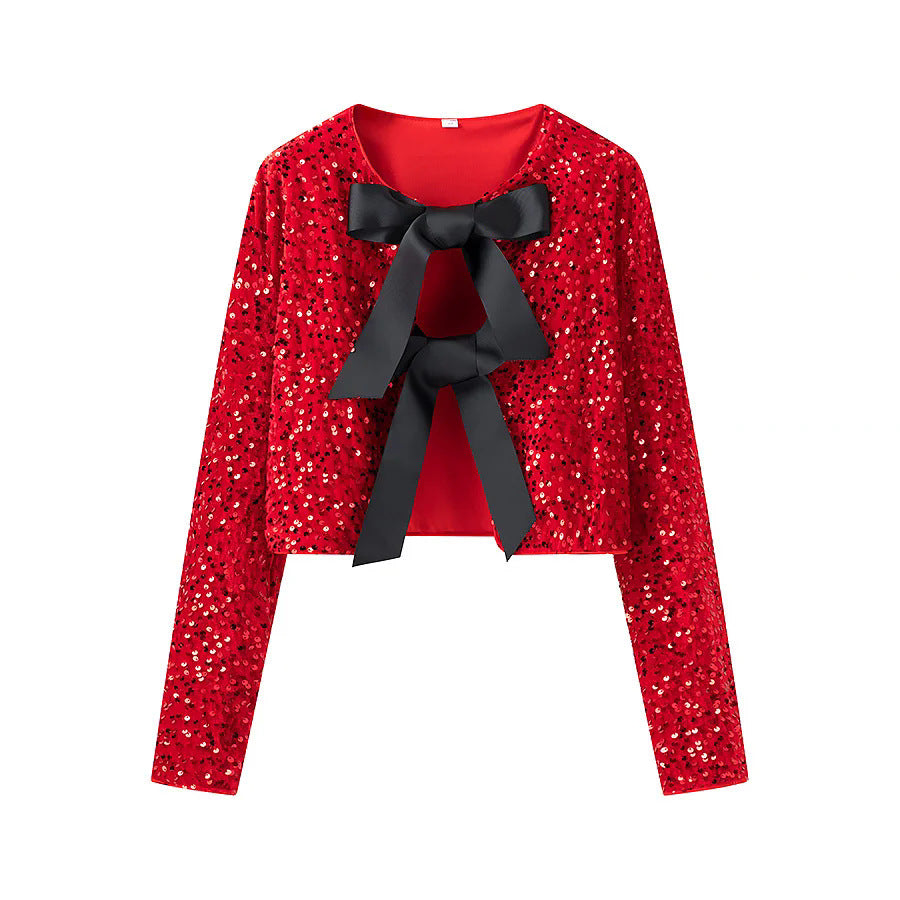 Damen modische Kurzjacke mit eleganten BindR&Bändern R&B