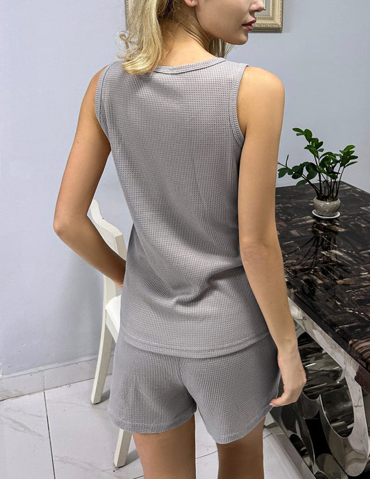 Damen Hochwertiges Sportliches Kurz-Set mit atmungsaktiver Waffelstruktur R&B
