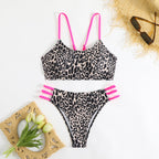 Damen Triangel-Bikini mit aufregendem Leopardenmuster und sportlichen Details R&B