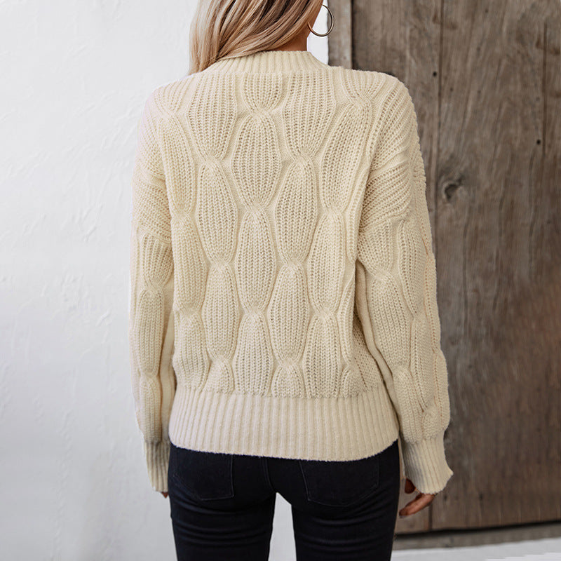 Damen Strickpullover mit dekorativem Zopfdesign und komfortabler Passform