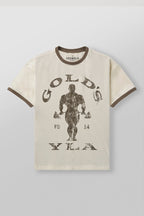 Herren nan Vintage Trainingsshirt mit Rundhalsausschnitt Kontrastbündchen und Retro-Bodybuilding-Druck R&B