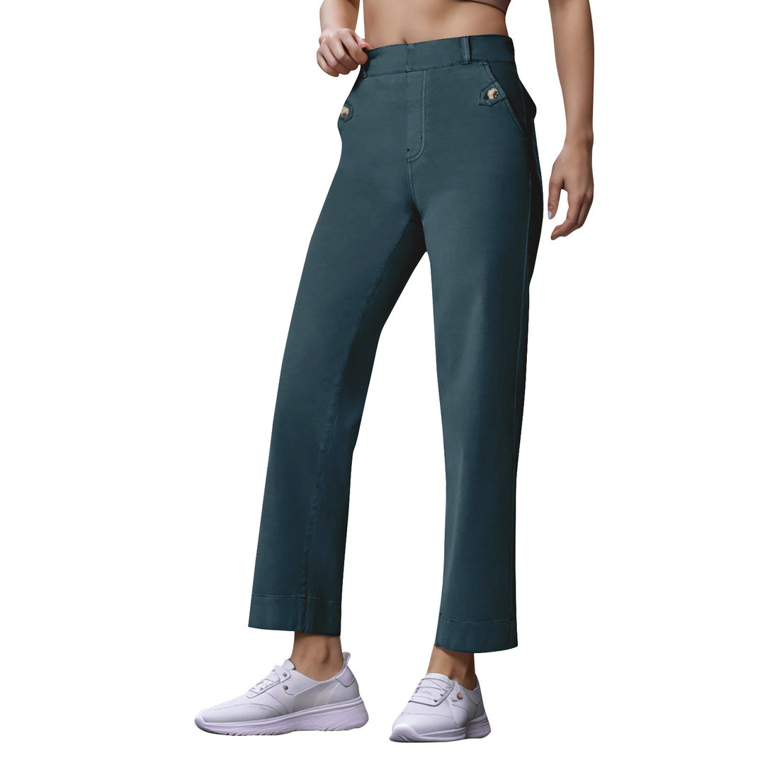 Damen Weite High-Waist Hose mit modischen Knopfdetails R&B