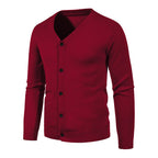 Herren stilvolle Strickjacke mit tiefem V-Ausschnitt und Knopfleiste R&B