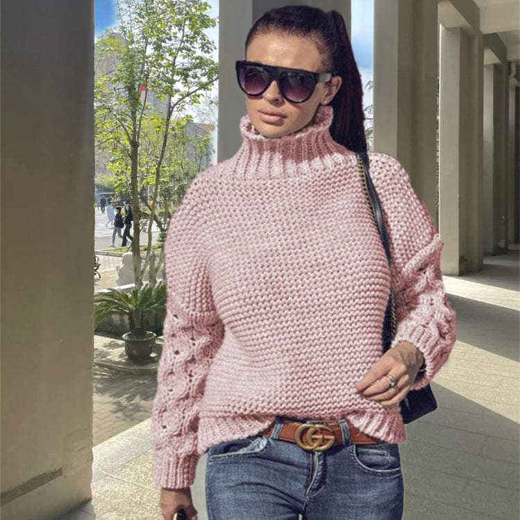 Damen Modischer Rollkragenpullover mit Strickmuster R&B