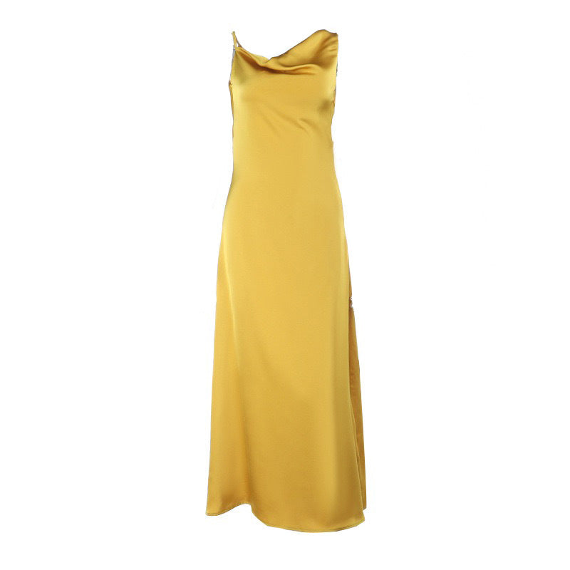 Damen Elegantes Langarm Abendkleid mit fließendem Schnitt und tiefem V-Ausschnitt R&B