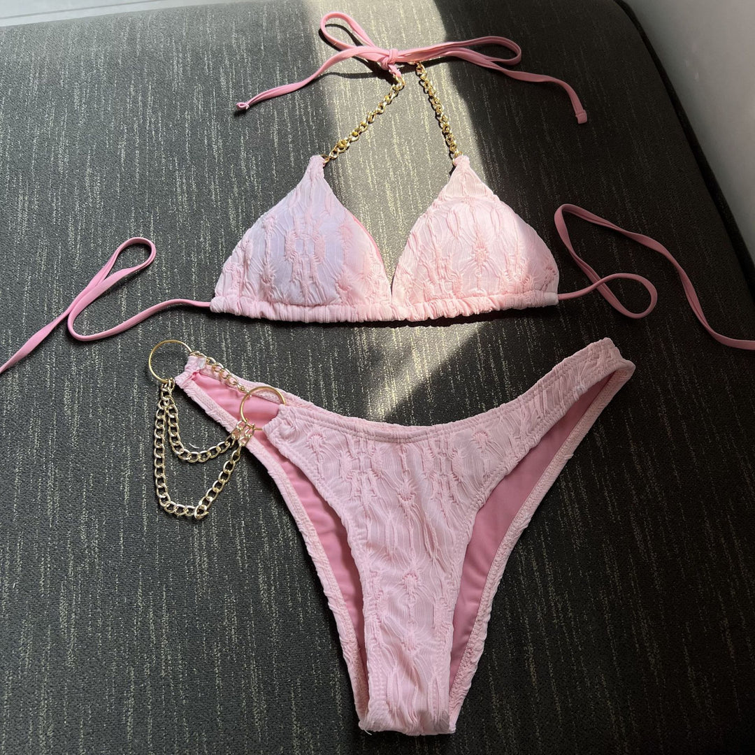 Damen Triangel-Bikini mit modischen Kettenakzenten R&B