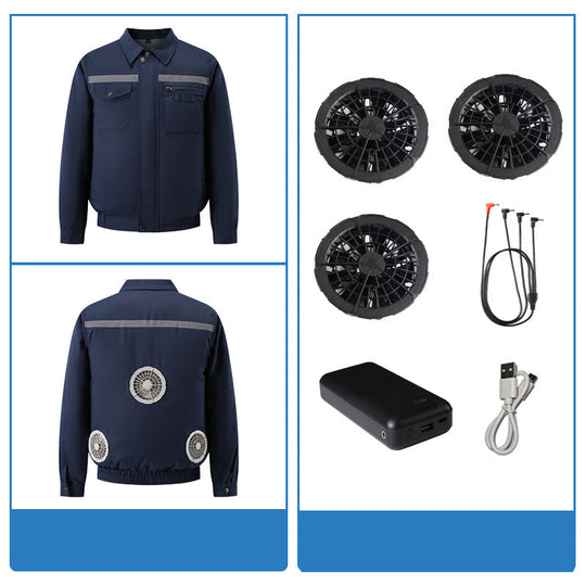 Herren nan belüftete Arbeitsjacke mit integrierten USB-Lüftern und externem Akkufach R&B