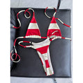 Damen Triangel-Bikini-Set mit klassischen Streifen und verstellbaren Trägern