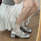 Damen elegante Mary Jane Pumps mit geschmeidiger Kappe und modischem Blockabsatz R&B