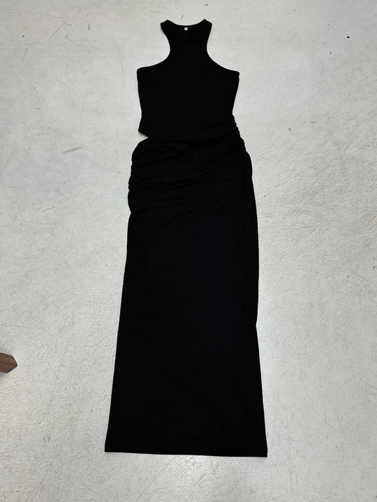 Damen Maxikleid mit elegantem Wickeldesign und hohem Kragen R&B