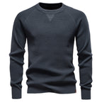 Herren nan mitteldicker Struktur-Strickpullover mit Raglanärmeln und Rippenbündchen R&B