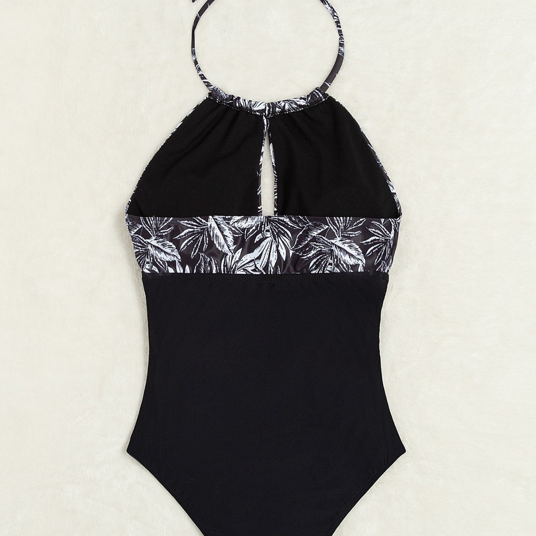 Damen Eleganter Badeanzug mit tiefem Ausschnitt und floralem Design R&B