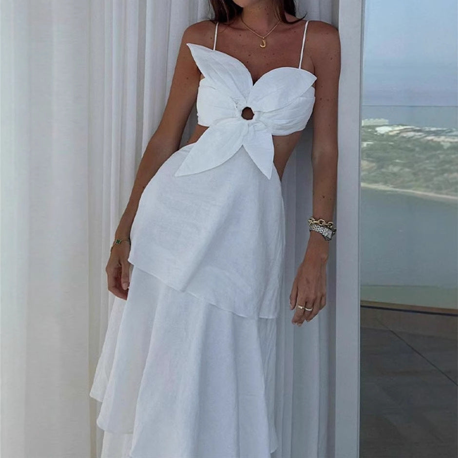 Damen Maxikleid mit raffiniertem Rüschendesign und verspieltem Schleifendetail R&B