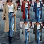 Damen Langer Strickcardigan mit tiefen Taschen und offenem Schnitt R&B
