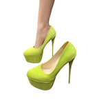 Damen Plateau-Pumps mit glänzendem Obermaterial und hohem Stiletto-Absatz R&B