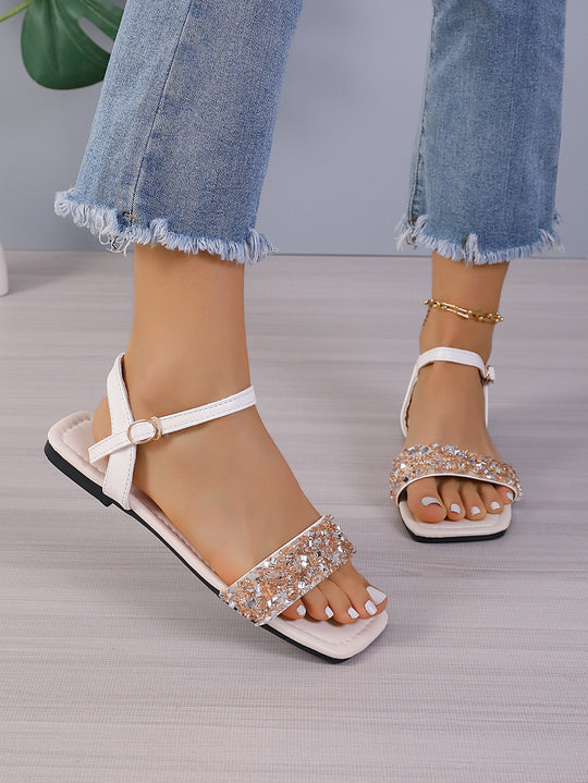 Damen Glamouröse Strandsandalen mit funkelnden Strass-Akzenten und komfortabler Sohle R&B