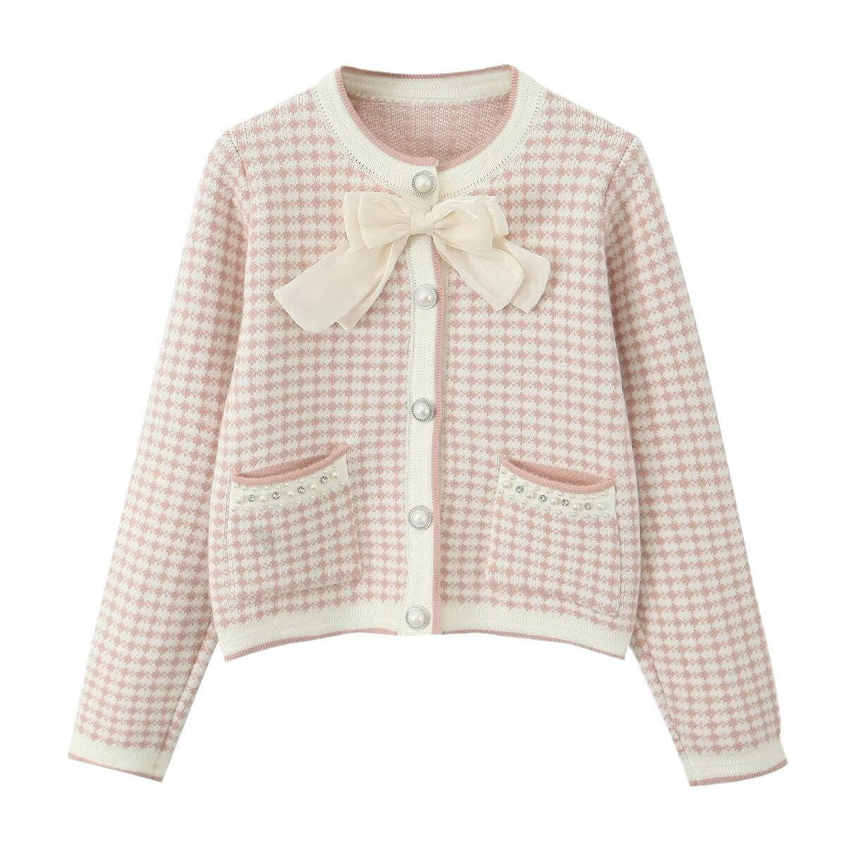 Damen Cardigan mit dekorativen Details und charmantem Schalkragen R&B