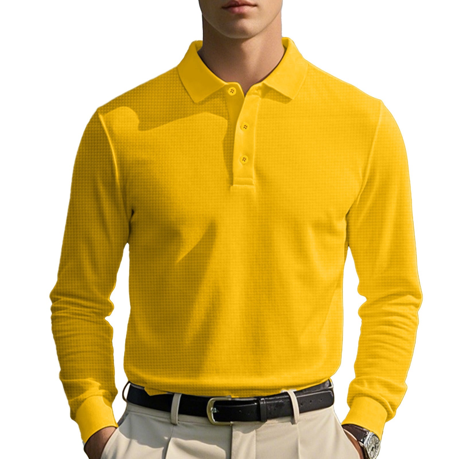 Herren Langarm-Poloshirt aus atmungsaktiver Baumwollmischung R&B