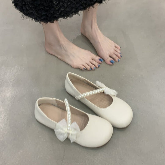Damen Ballerinas mit dekorativer Schleife und eleganten Perlenverzierungen R&B