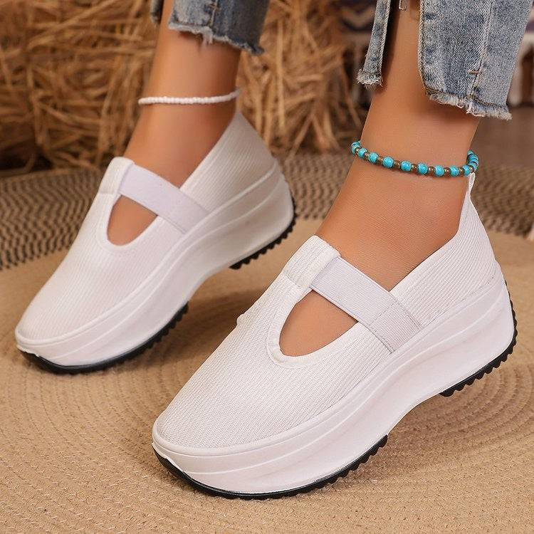 Damen Komfortable Slip-On Sneakers mit atmungsaktiver Strickoberfläche R&B