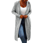 Damen Strickmantel mit gehäkeltem Zopfdesign und offenem Schnitt R&B
