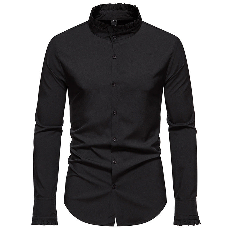 Herren Elegantes Langarmhemd mit Rüschendetails R&B