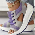 Damen modische Plateau-Sandalen mit atmungsaktivem Netzdesign und komfortablem Fußbett R&B