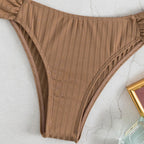 Damen Bandeau-Bikini-Set mit modischem Wickeldetail und hohem Beinausschnitt R&B