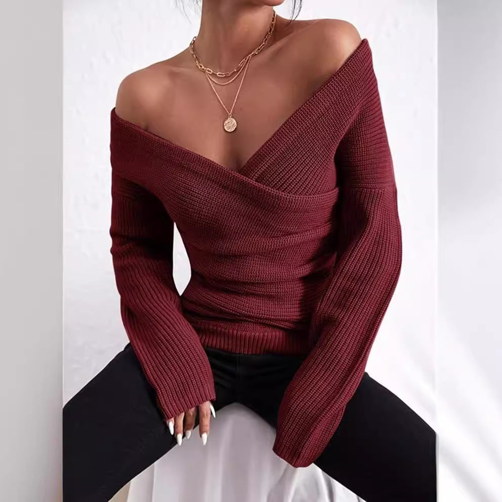 Damen lässiger Wickelpullover R&B