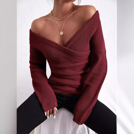 Damen lässiger Wickelpullover R&B
