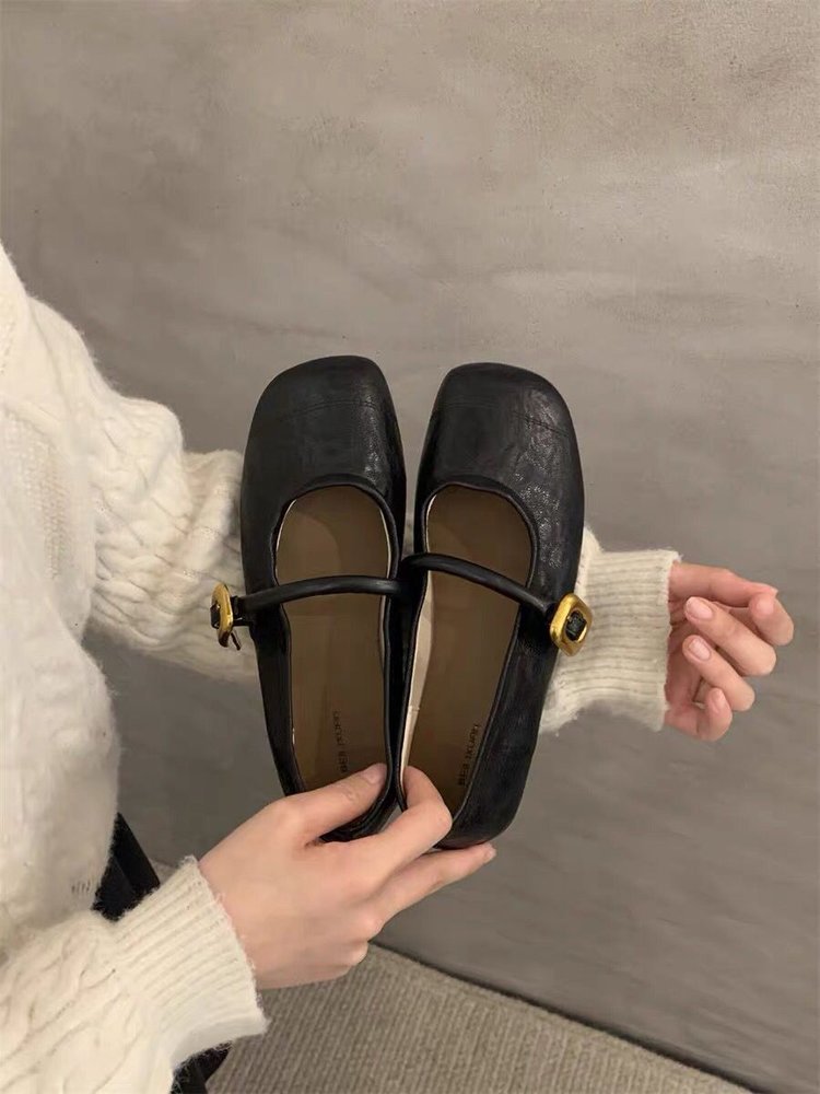 Damen elegante Ballerinas mit modischem Riemen und komfortabler Sohle R&B