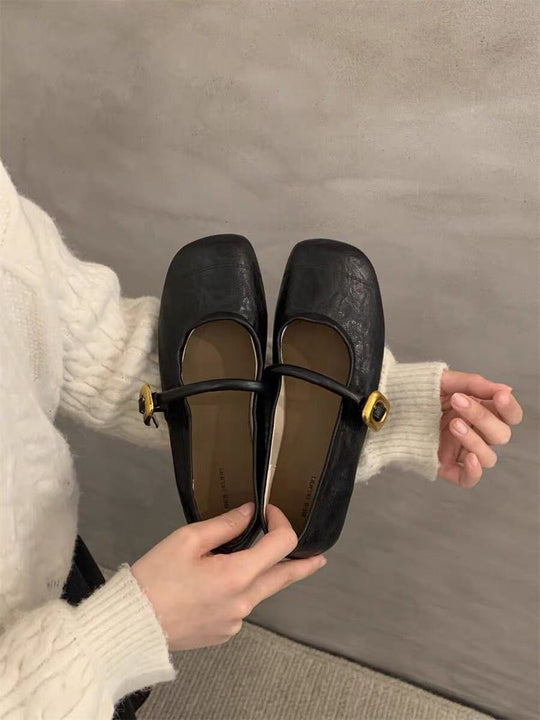Damen elegante Ballerinas mit modischem Riemen und komfortabler Sohle R&B
