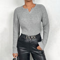 Damen Feinstrickpullover mit V-Ausschnitt und langen Ärmeln R&B