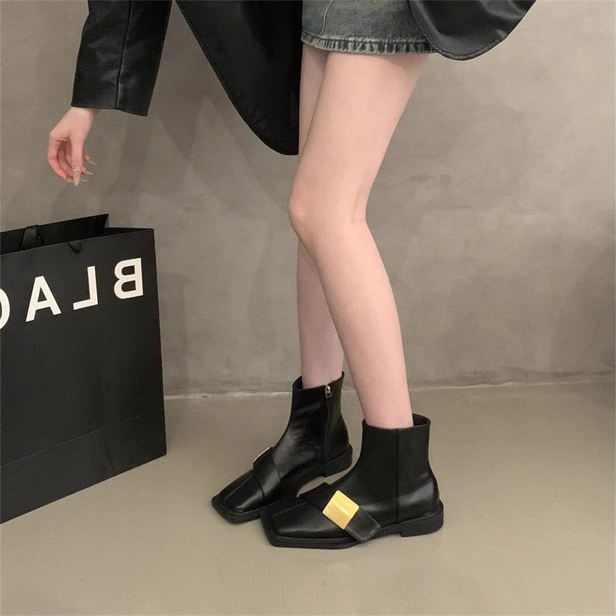 Damen elegante Stiefeletten mit modischer Schnallenverzierung R&B