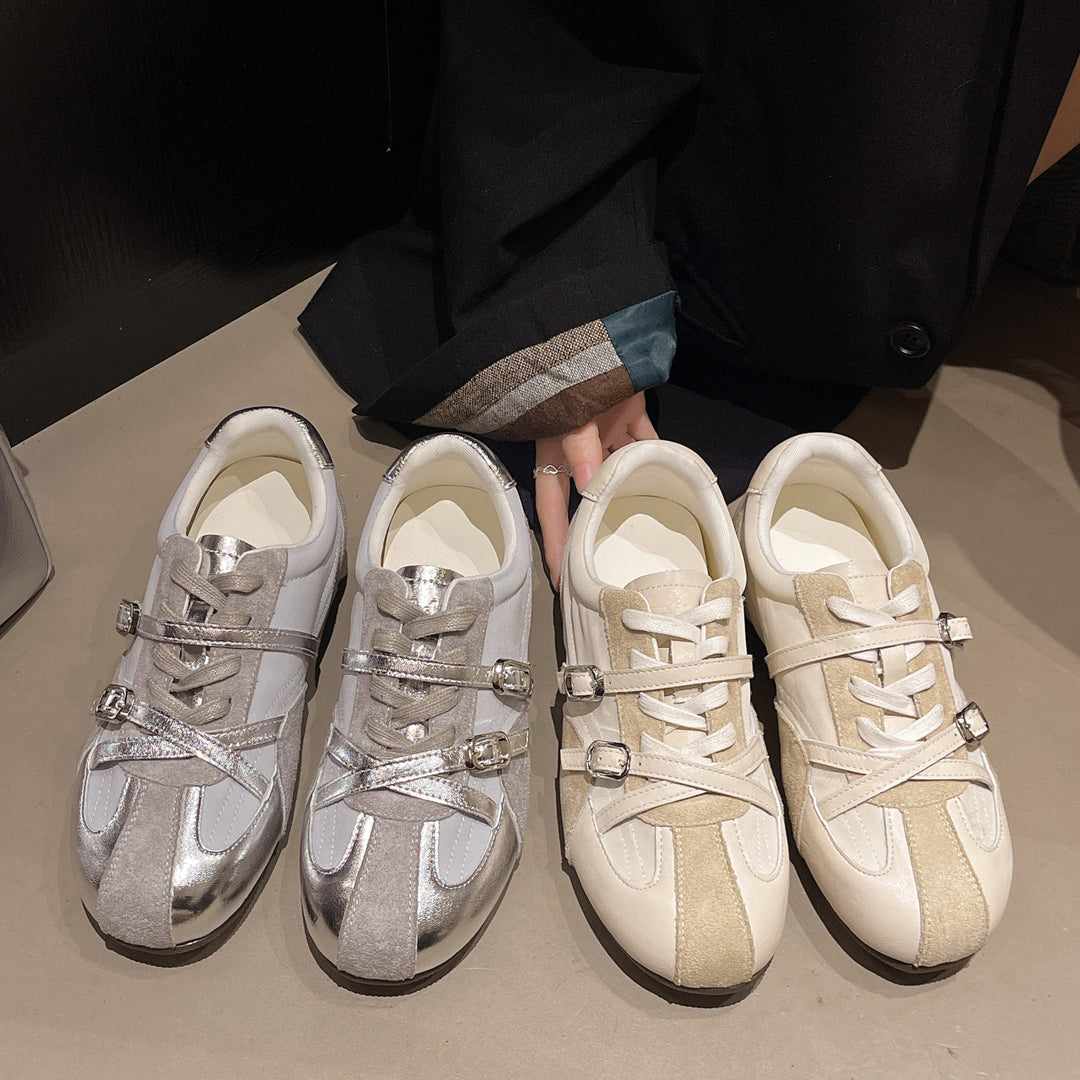 Damen Sneaker mit doppeltem Riemen und atmungsaktiver Oberflächenstruktur R&B