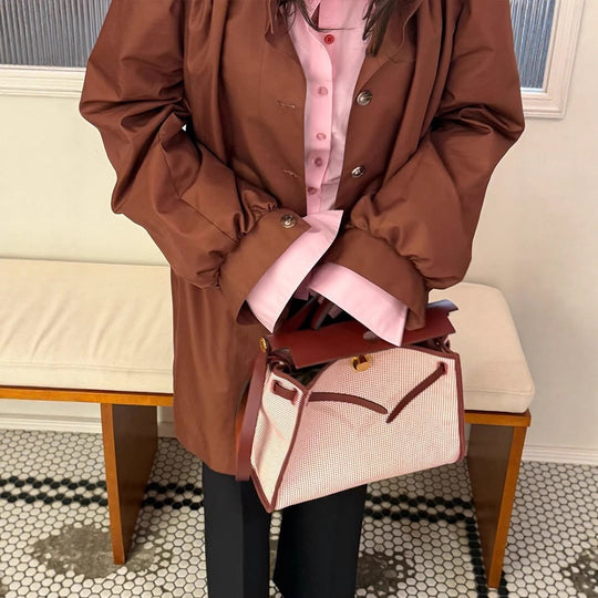 Damen Oversized Kunstlederjacke mit voluminösen Ärmeln R&B