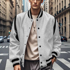 Herren nan leichte Collegejacke im Varsity-Look mit Druckknopfverschluss Rippbündchen und Kontrast-Schulterbesatz R&B