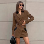 Damen modisches Blazer-Kleid mit eleganten Taschen und tailliertem Schnitt R&B