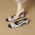 Damen Ballerina-Schuhe mit floralen Akzenten und offenem Fersenbereich R&B