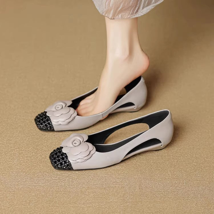 Damen Ballerina-Schuhe mit floralen Akzenten und offenem Fersenbereich R&B