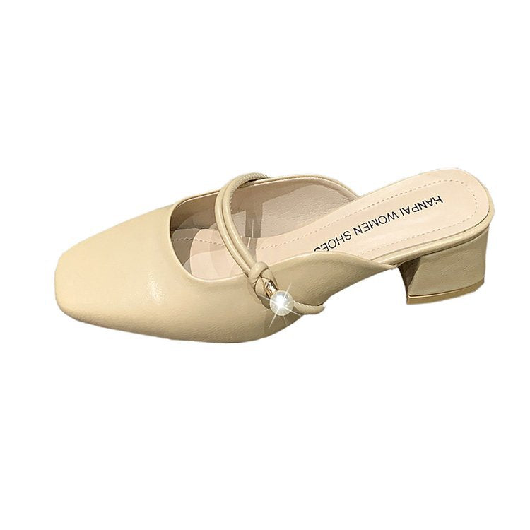Damen elegante und bequeme Mules mit Blockabsatz R&B