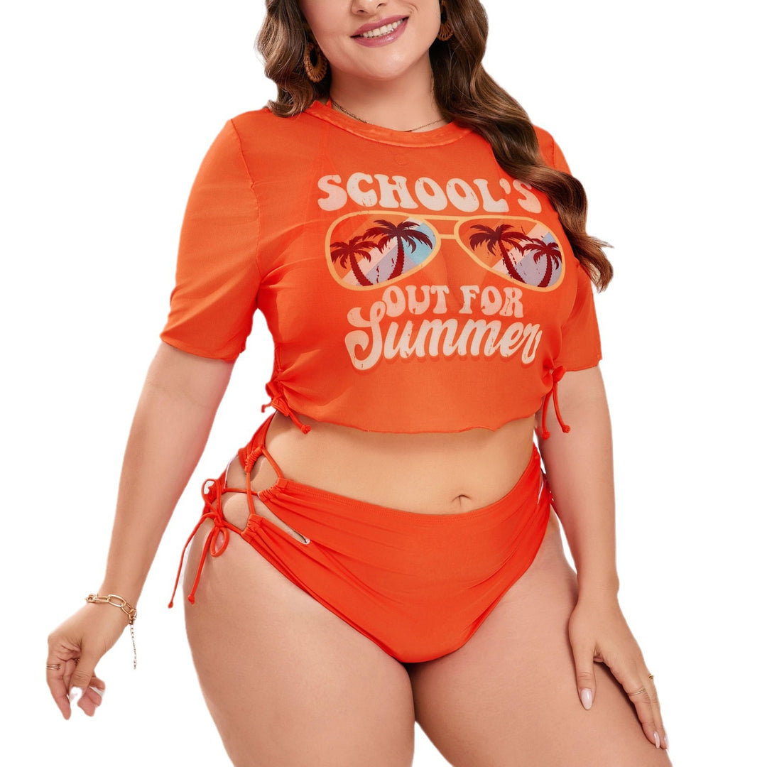 Damen Bademode-Set mit knapper Crop-Top-Bluse und hochgeschnittenen Shorts R&B