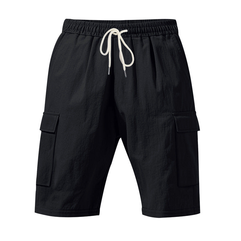 Herren nan Reise- und Outdoor-Bermuda mit elastischem Kordelbund, Sicherheits-Innentasche und aufgesetzten Klappentaschen R&B