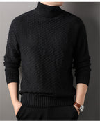 Herren Strickpullover mit hohem Kragen und strukturiertem Design R&B