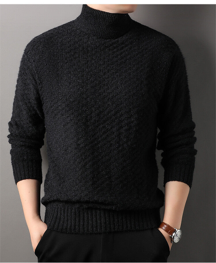 Herren Strickpullover mit hohem Kragen und strukturiertem Design R&B