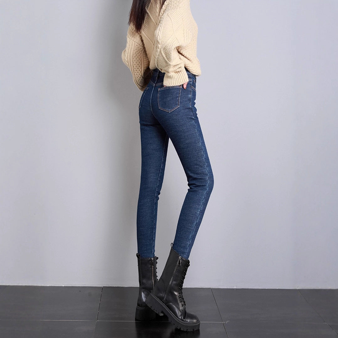 Damen nan hoch geschnittene Röhrenjeans mit formendem Stretchbund und schmalem Knöchelabschluss R&B